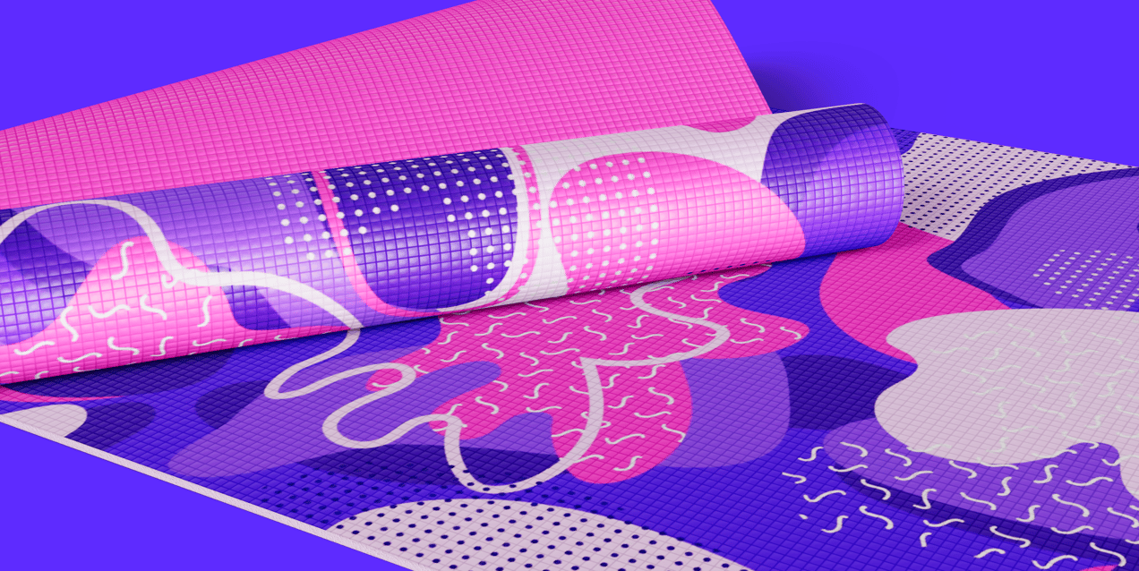 Free Yoga Mat 3D mockup. Create presentations using Online Mockup Generator.