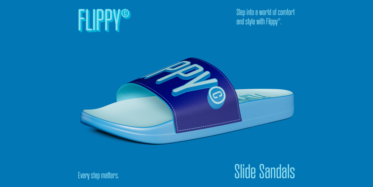 Free Flip Flop 3D mockup. Create presentations using Online Mockup Generator.