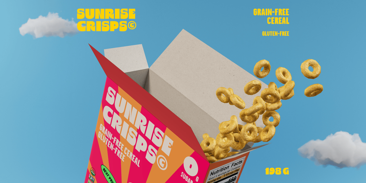 Free Cereals Box 3D mockup. Create presentations using Online Mockup Generator.