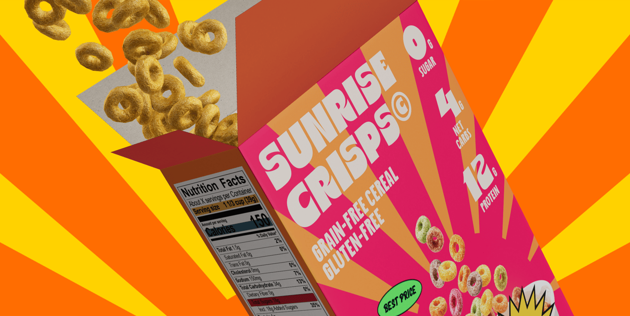 Free Cereals Box 3D mockup. Create presentations using Online Mockup Generator.