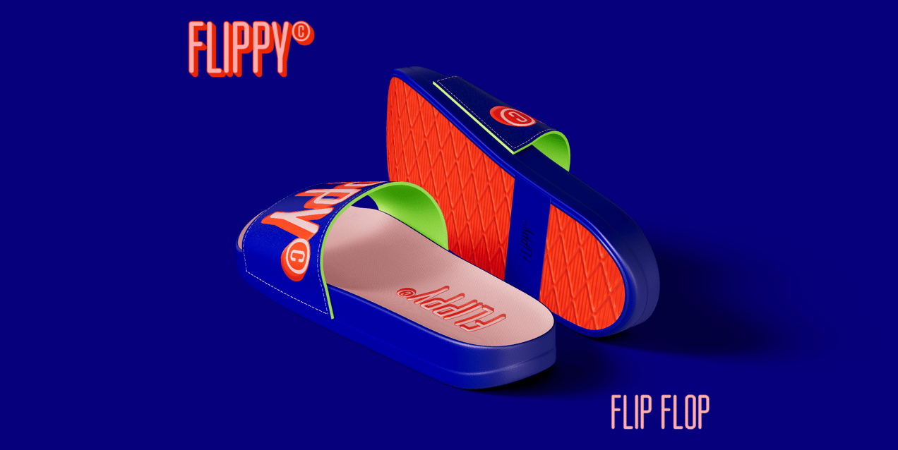 Free Flip Flop 3D mockup. Create presentations using Online Mockup Generator.
