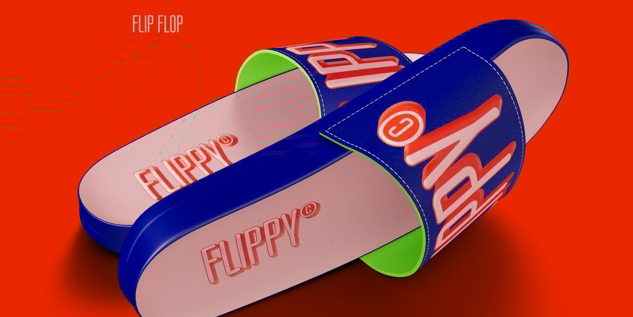 Free Flip Flop 3D mockup. Create presentations using Online Mockup Generator.