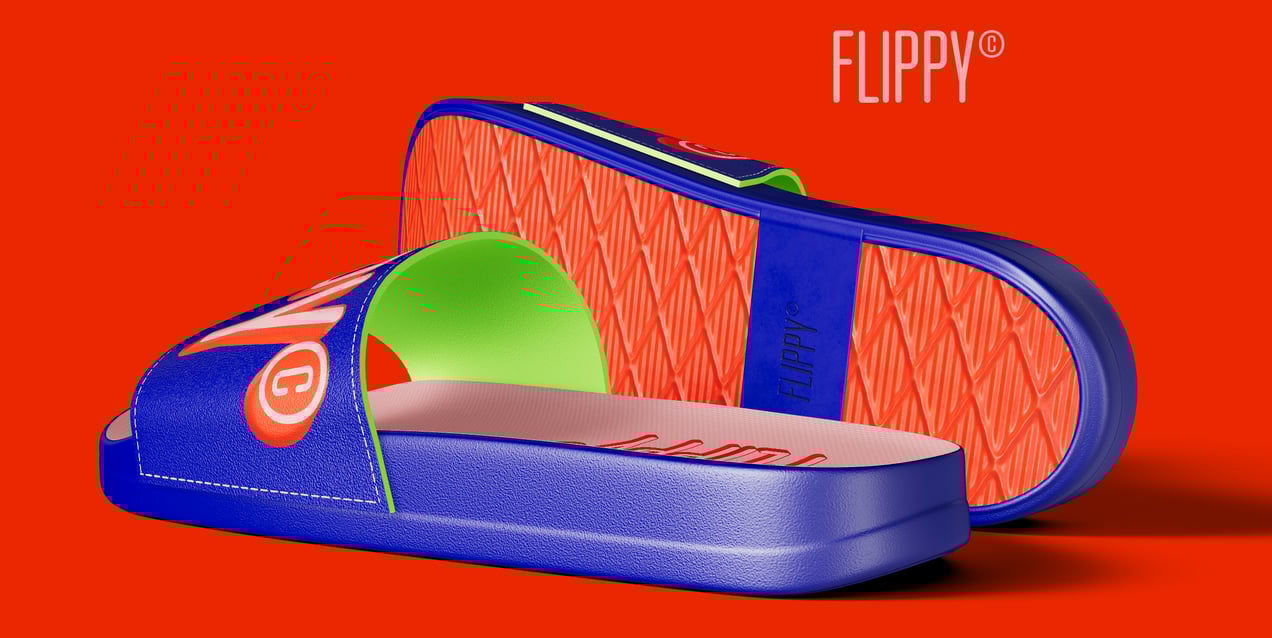 Free Flip Flop 3D mockup. Create presentations using Online Mockup Generator.