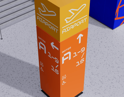 Free Interior Direction Sign 3D mockup. Create presentations using Online Mockup Generator.