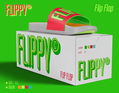 Free Flip Flop with Box 3D mockup. Create presentations using Online Mockup Generator.