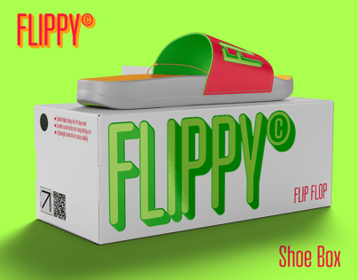 Free Flip Flop with Box 3D mockup. Create presentations using Online Mockup Generator.