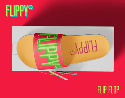 Free Flip Flop with Box 3D mockup. Create presentations using Online Mockup Generator.