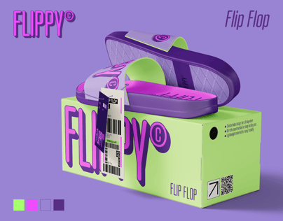 Free Flip Flop with Box 3D mockup. Create presentations using Online Mockup Generator.