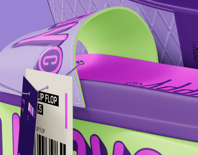 Free Flip Flop with Box 3D mockup. Create presentations using Online Mockup Generator.