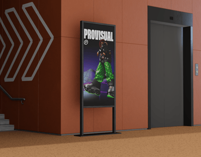 Interior Direction Stand 3D mockup. Create presentations using Online Mockup Generator.