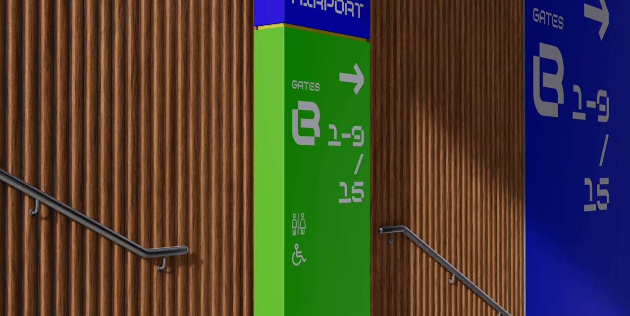 Free Interior Direction Sign 3D mockup. Create presentations using ...