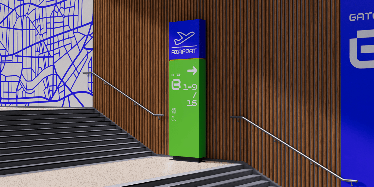 Free Interior Direction Sign 3D mockup. Create presentations using ...