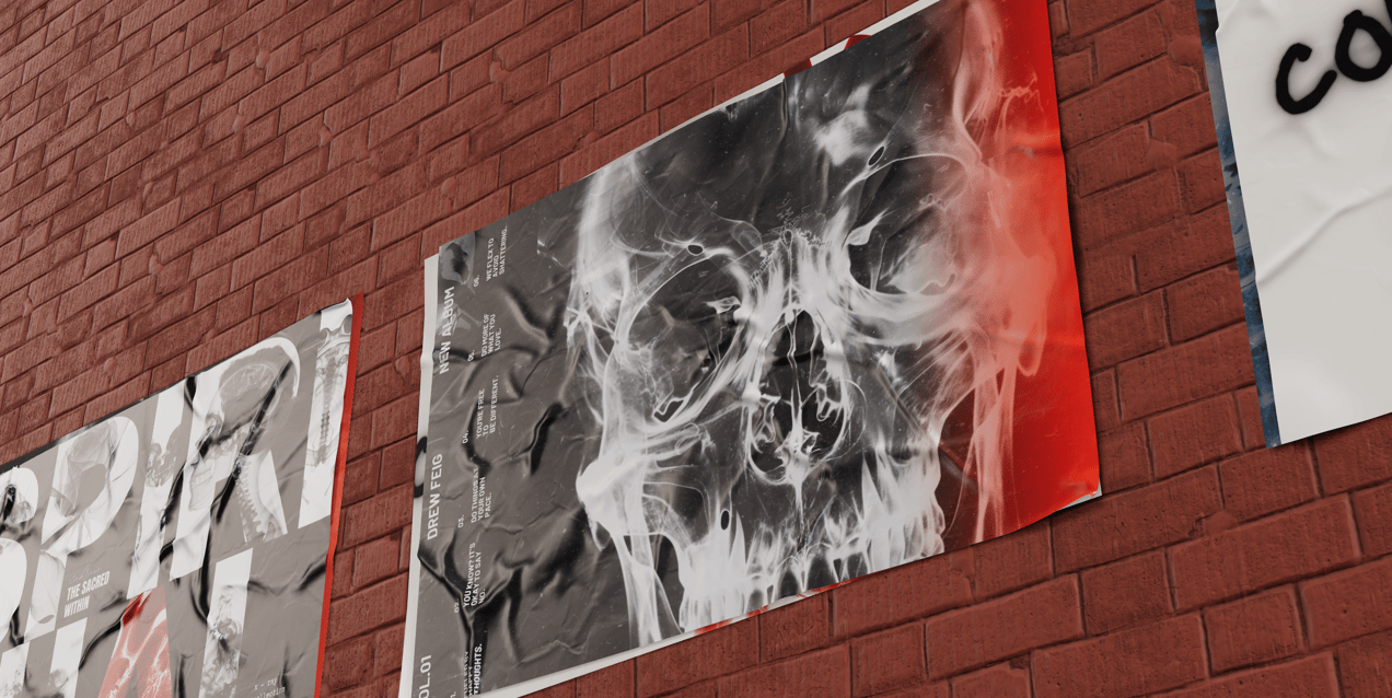 Free Poster 3D mockup. Create presentations using Online Mockup Generator.