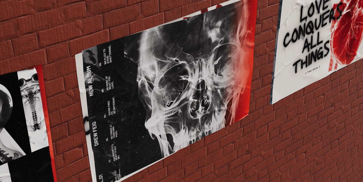 Free Poster 3D mockup. Create presentations using Online Mockup Generator.