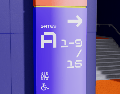 Free Interior Direction Sign 3D mockup. Create presentations using Online Mockup Generator.