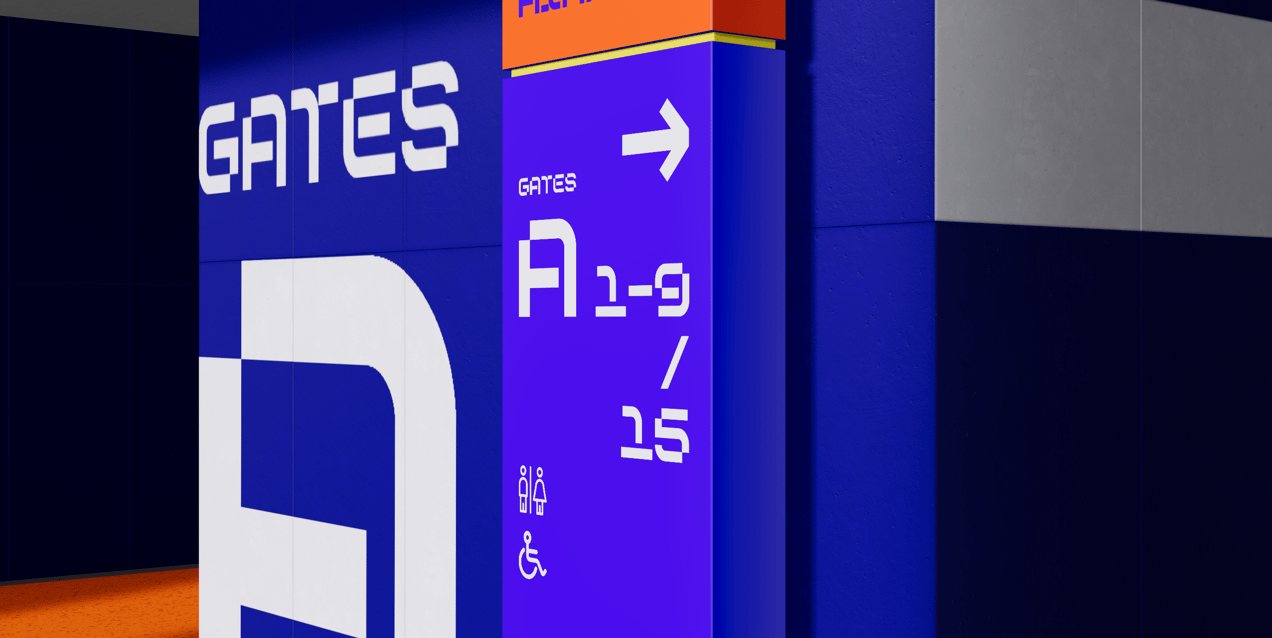 Free Interior Direction Sign 3D mockup. Create presentations using Online Mockup Generator.