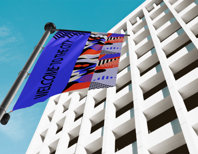 Flag Pole Banner 3D mockup. Create presentations using Online Mockup Generator.