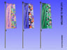 Flag Pole Banner 3D mockup. Create presentations using Online Mockup Generator.