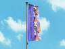 Flag Pole Banner 3D mockup. Create presentations using Online Mockup Generator.
