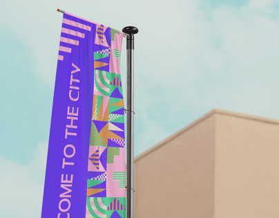 Flag Pole Banner 3D mockup. Create presentations using Online Mockup Generator.