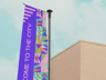 Flag Pole Banner 3D mockup. Create presentations using Online Mockup Generator.