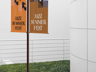 Flag Pole Banner 3D mockup. Create presentations using Online Mockup Generator.