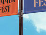 Flag Pole Banner 3D mockup. Create presentations using Online Mockup Generator.