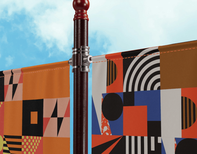 Flag Pole Banner 3D mockup. Create presentations using Online Mockup Generator.