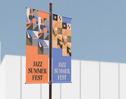 Flag Pole Banner 3D mockup. Create presentations using Online Mockup Generator.