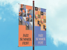 Flag Pole Banner 3D mockup. Create presentations using Online Mockup Generator.