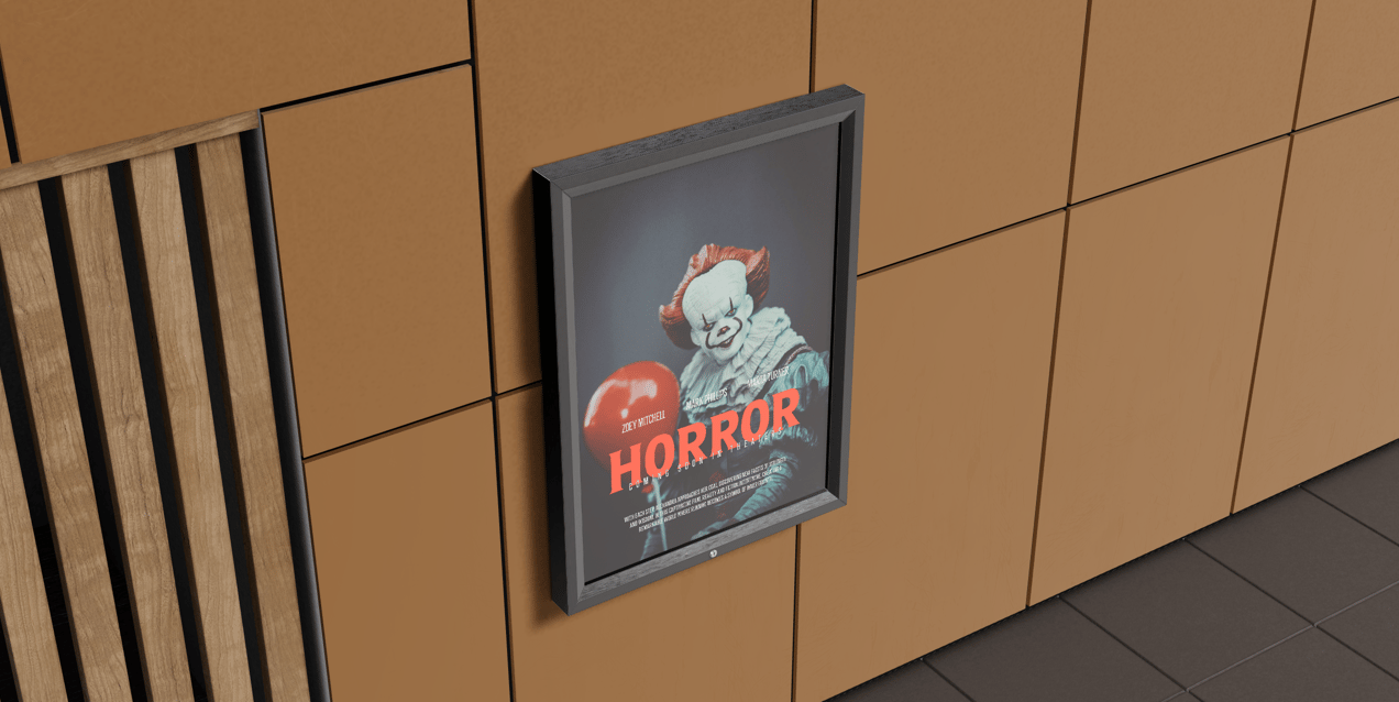Free Poster 3D mockup. Create presentations using Online Mockup Generator.