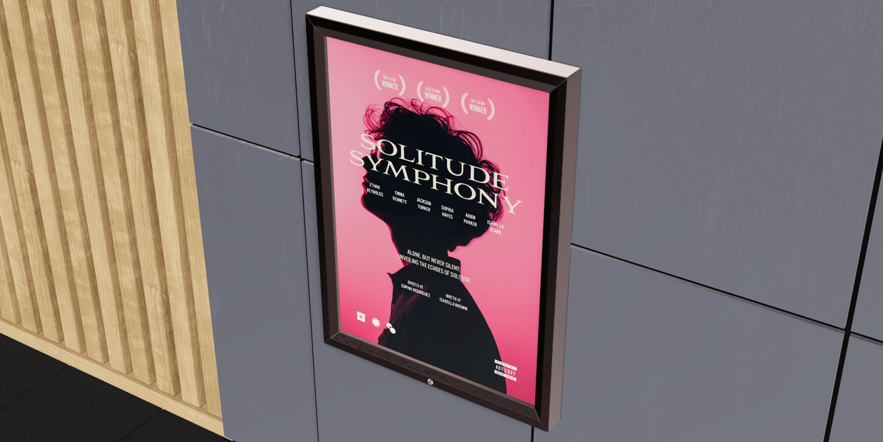 Free Poster 3D mockup. Create presentations using Online Mockup Generator.