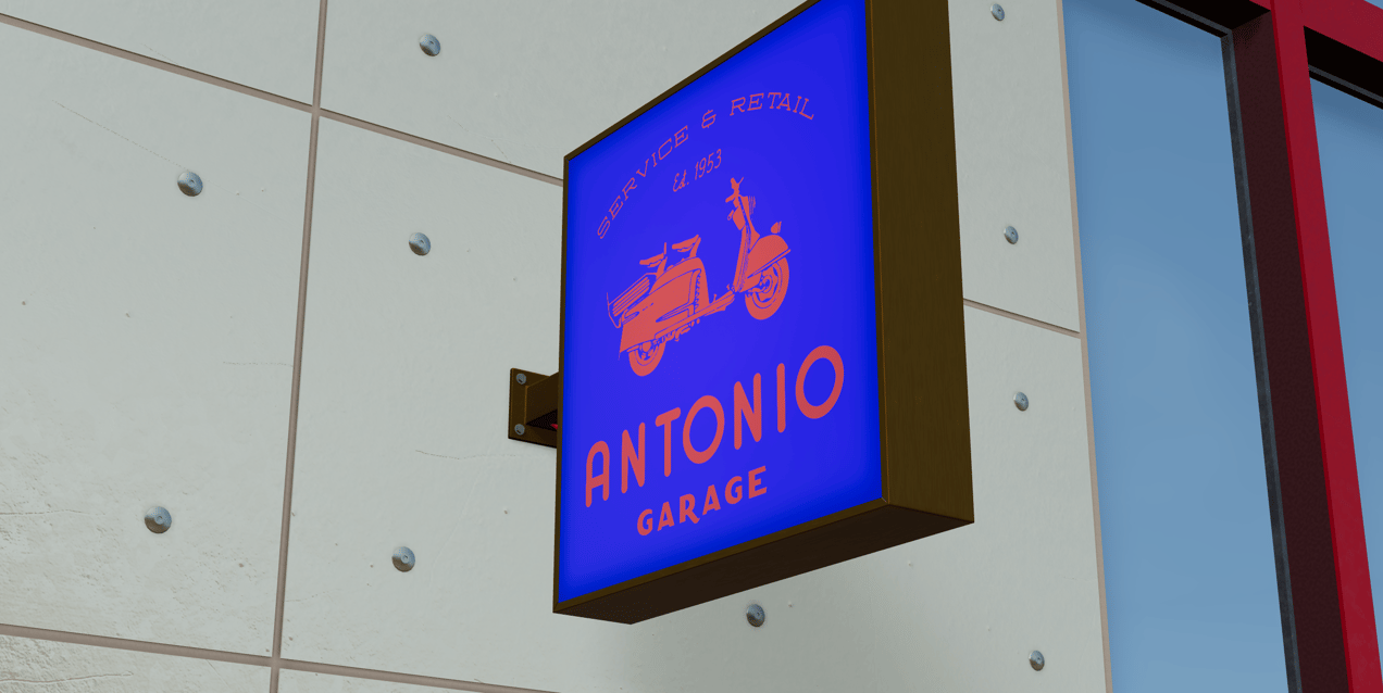 Signboard 3D mockup. Create presentations using Online Mockup Generator.