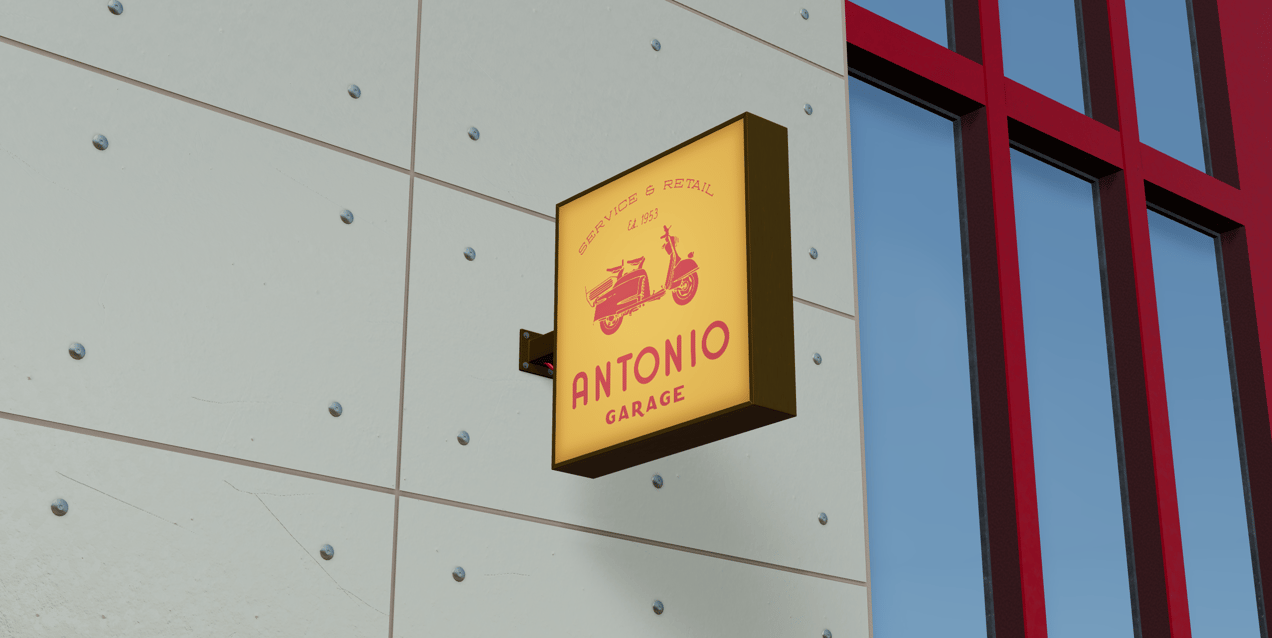 Signboard 3D mockup. Create presentations using Online Mockup Generator.