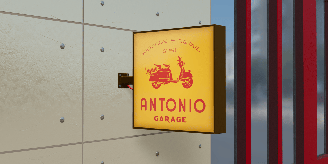 Signboard 3D mockup. Create presentations using Online Mockup Generator.