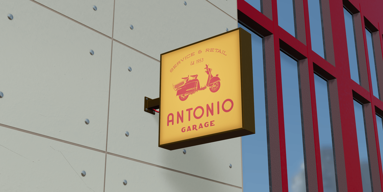 Signboard 3D mockup. Create presentations using Online Mockup Generator.