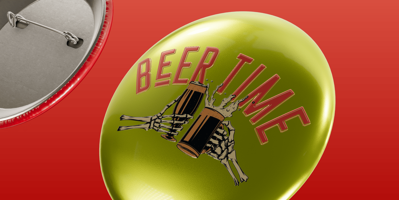 Pin Badge 3D mockup. Create presentations using Online Mockup Generator.
