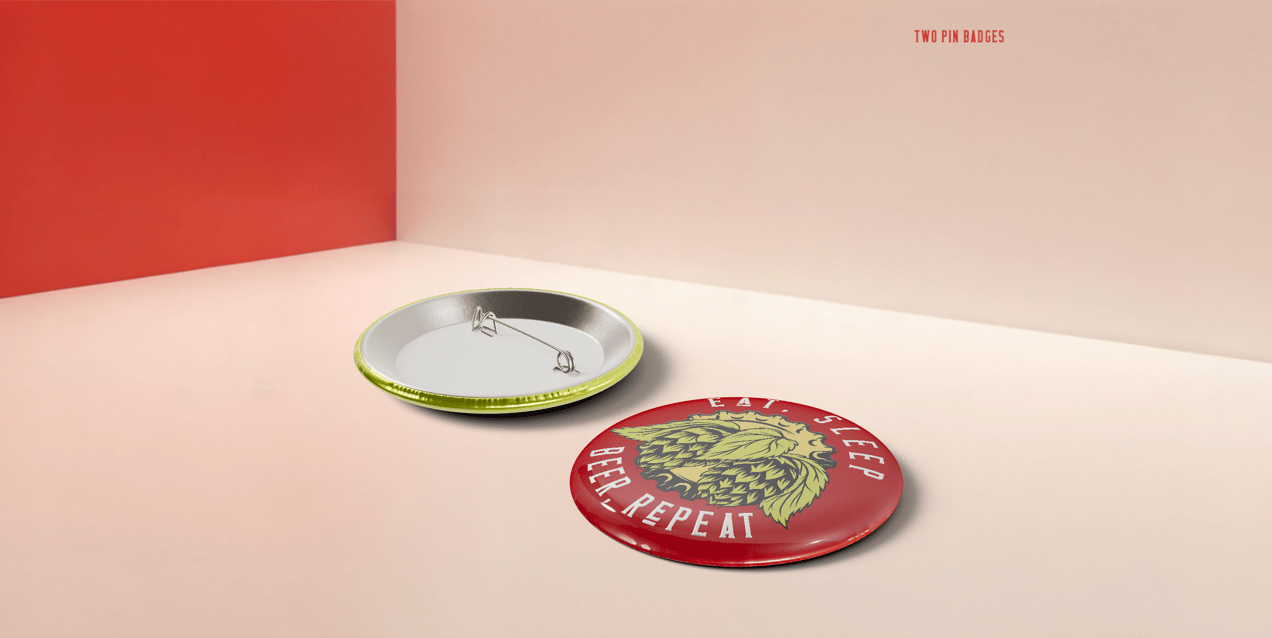 Pin Badge 3D mockup. Create presentations using Online Mockup Generator.