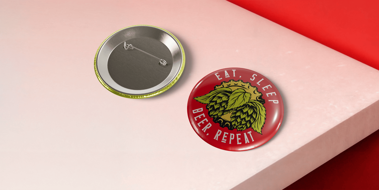 Pin Badge 3D mockup. Create presentations using Online Mockup Generator.