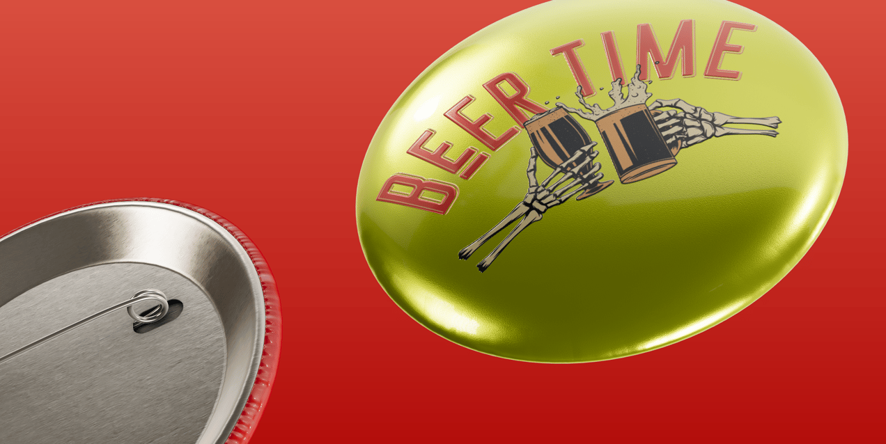 Pin Badge 3D mockup. Create presentations using Online Mockup Generator.