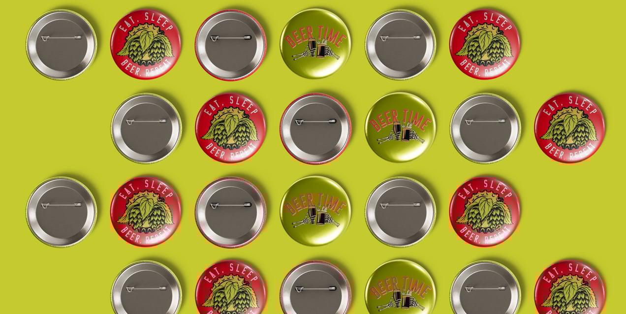 Pin Badge 3D mockup. Create presentations using Online Mockup Generator.