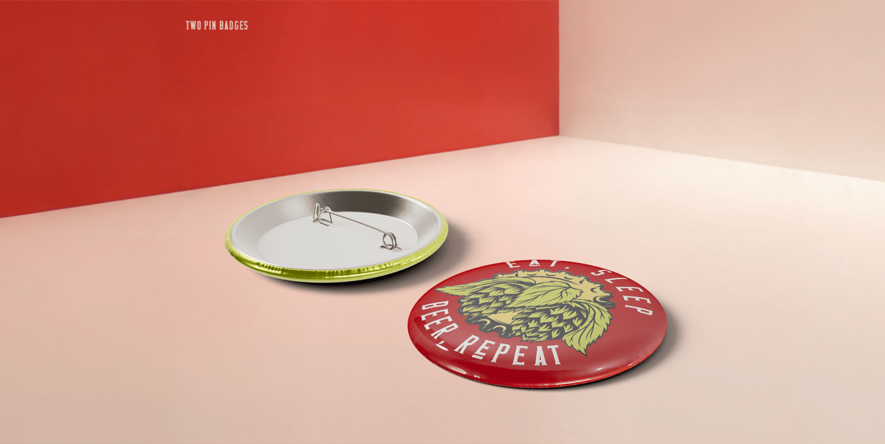 Pin Badge 3D mockup. Create presentations using Online Mockup Generator.