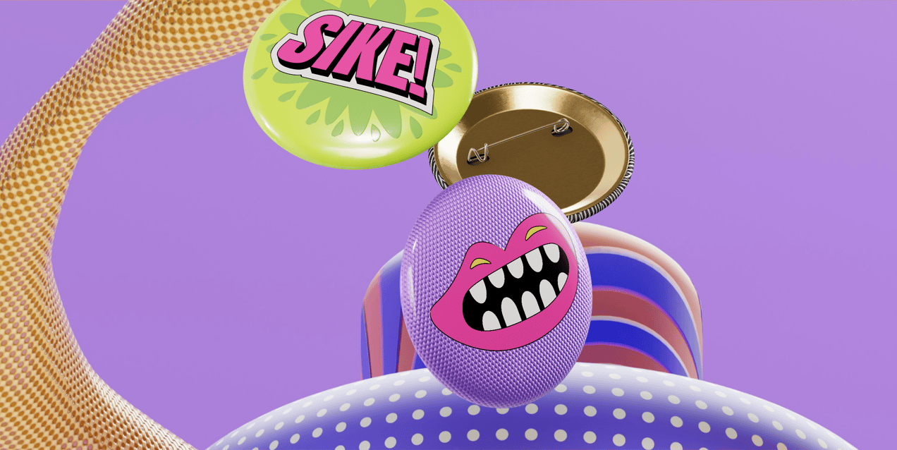 Circle Button Pin 3D mockup. Create presentations using Online Mockup Generator.
