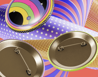 Circle Button Pin 3D mockup. Create presentations using Online Mockup Generator.