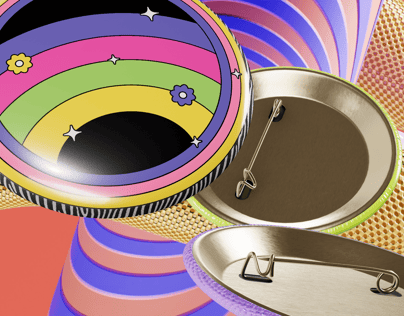 Circle Button Pin 3D mockup. Create presentations using Online Mockup Generator.