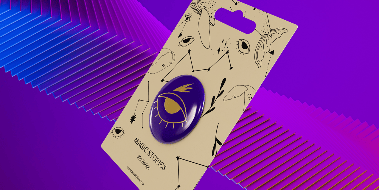Badge 3D mockup. Create presentations using Online Mockup Generator.