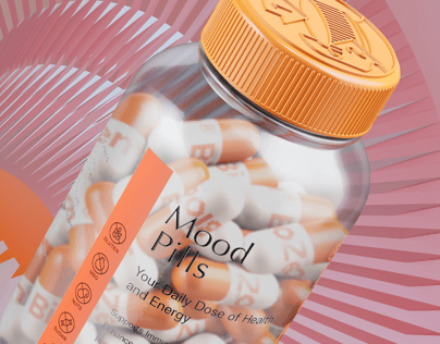 Pills Bottle  3D mockup. Create presentations using Online Mockup Generator.