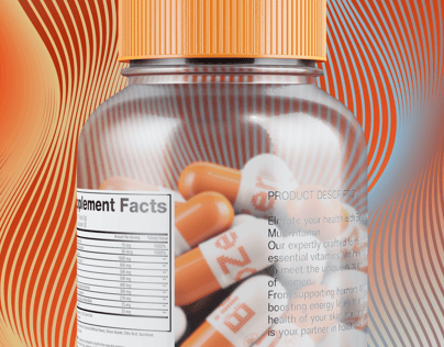 Pills Bottle  3D mockup. Create presentations using Online Mockup Generator.