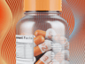 Pills Bottle  3D mockup. Create presentations using Online Mockup Generator.