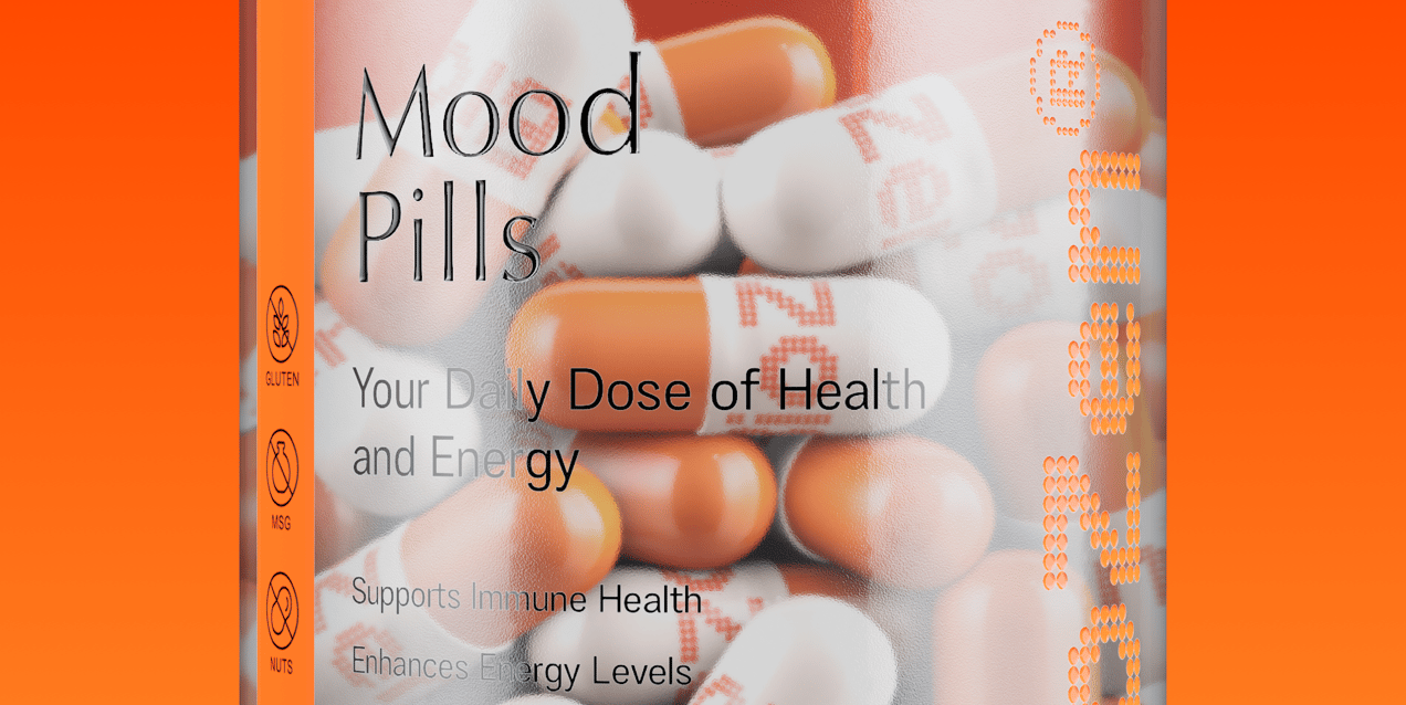 Pills Bottle  3D mockup. Create presentations using Online Mockup Generator.